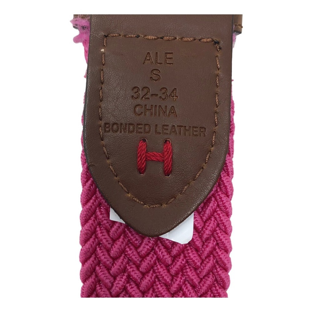 Tommy Hilfiger Mens Pink Woven Braided Bonded Leather Stretch Belt Size 32-34 - Picture 6 of 7